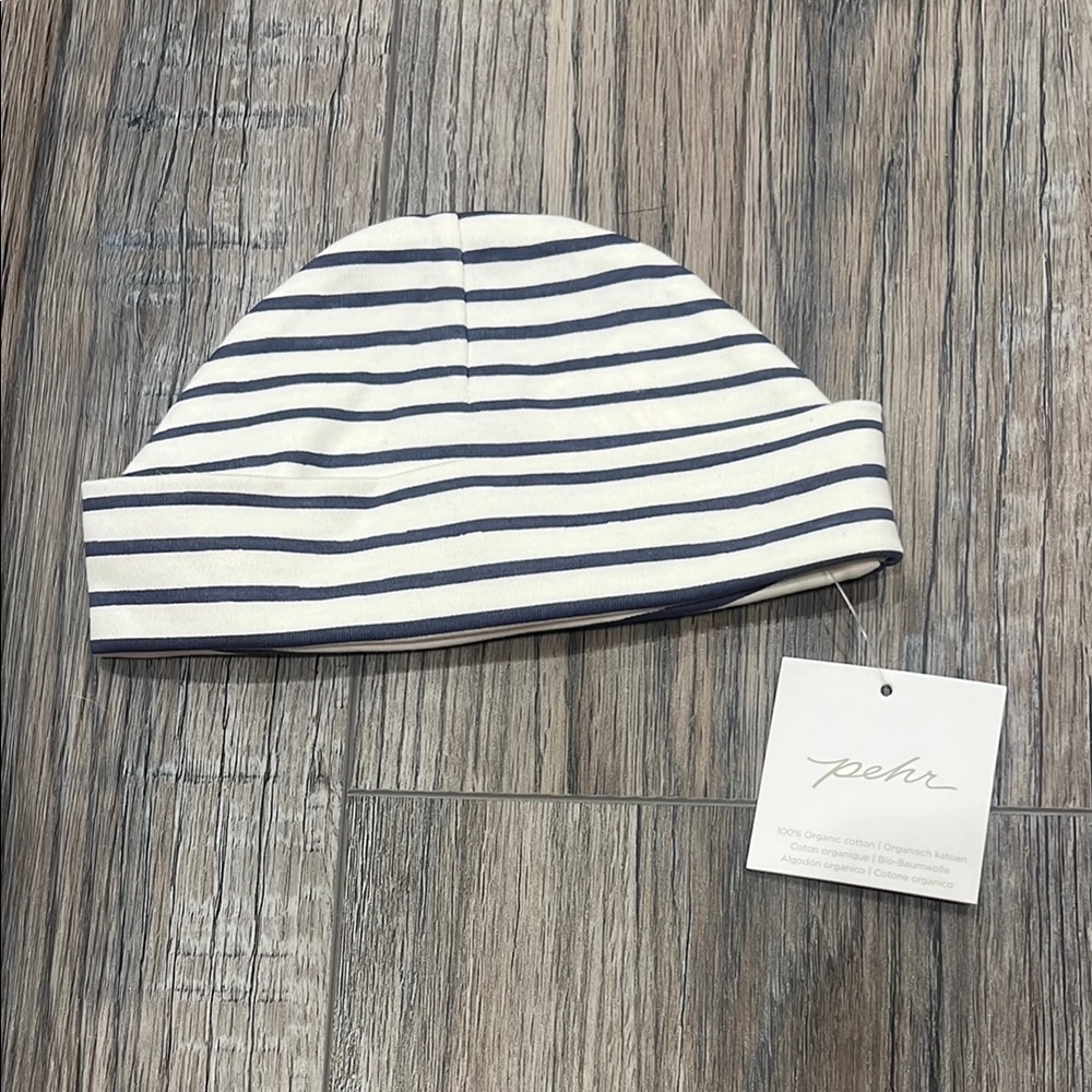 Pehr Striped Baby Beanie - Blue and White